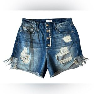 GOOD AMERICAN DISTRESSED DENIM BOYFRIEND SHORTS 8/29